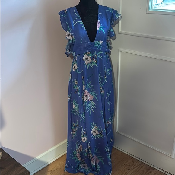 America and Beyond Floral Blue Maxi Dress - Picture 1 of 6